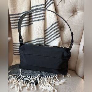 Salvatore Ferragamo Black Nylon Shoulder Bag | Y2K Baguette | Vintage Designer